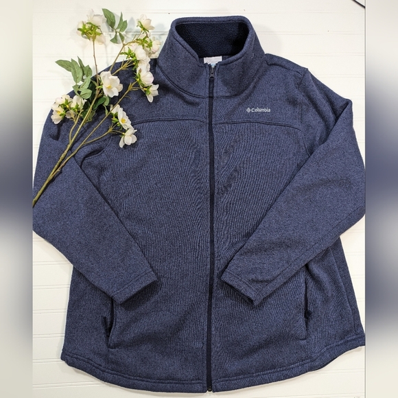 Columbia Navy Zip Up Sweater Fleece - Picture 1 of 5